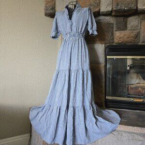 NWT Max Studio Smocked Maxi Dress in Blue Gingham